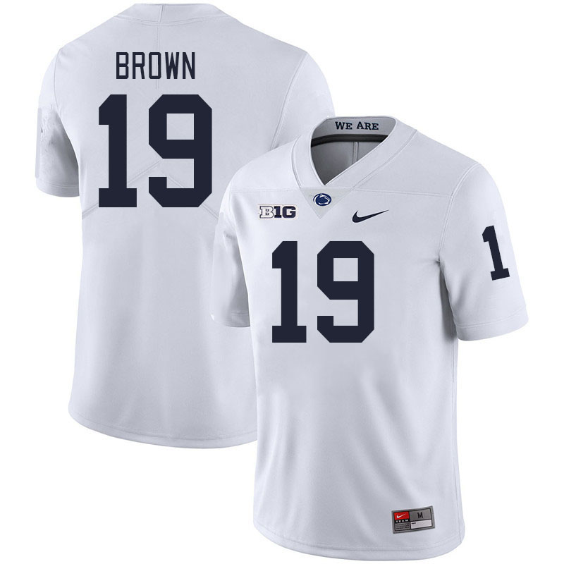 Men #19 Josiah Brown Penn State Nittany Lions College Football Jerseys Stitched-White